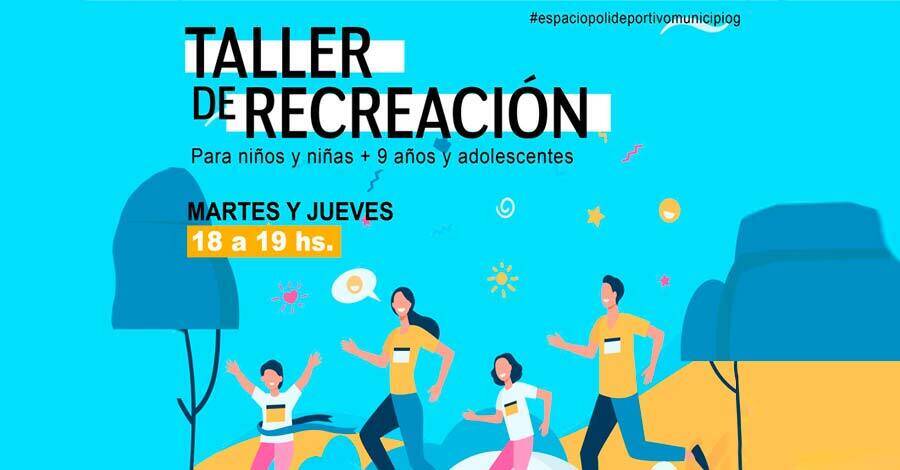 afiche del comienzo de inscripciones para el taller de recreación en el Espacio Polideportivo Municipio G