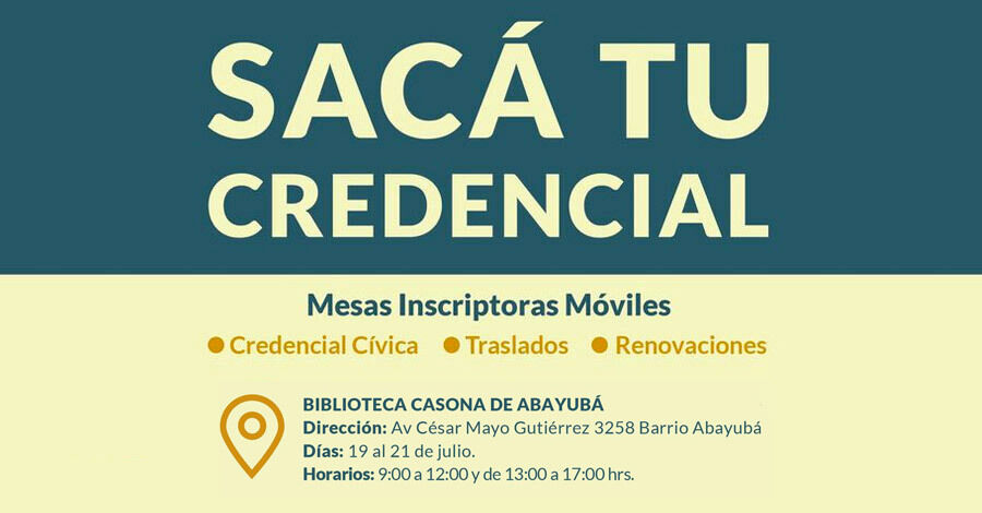 Sacá tu credencial en la Biblioteca Casona Abayubá