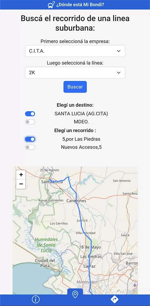 MiBondi buscar por parada