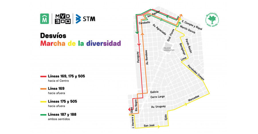 Desvío de transporte por la Marcha de la Diversidad 2024