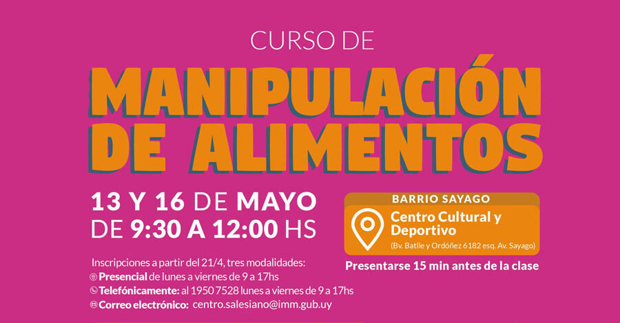 Curso de Manipulación de Alimentos en el Centro Cultural y Deportivo Sayago