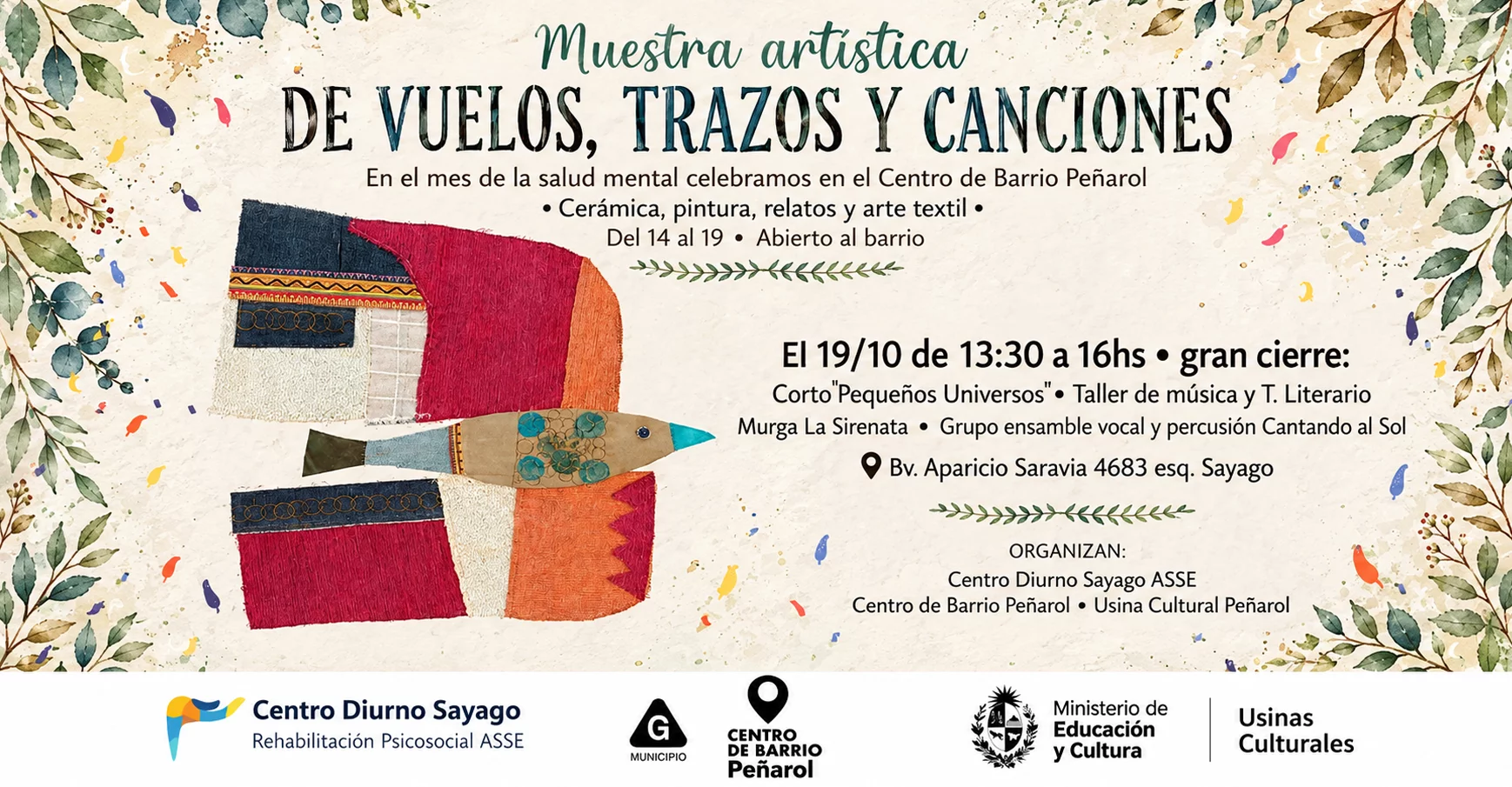 Muestra artística De Vuelos, Trazos y Canciones en el Centro de Barrio Peñarol