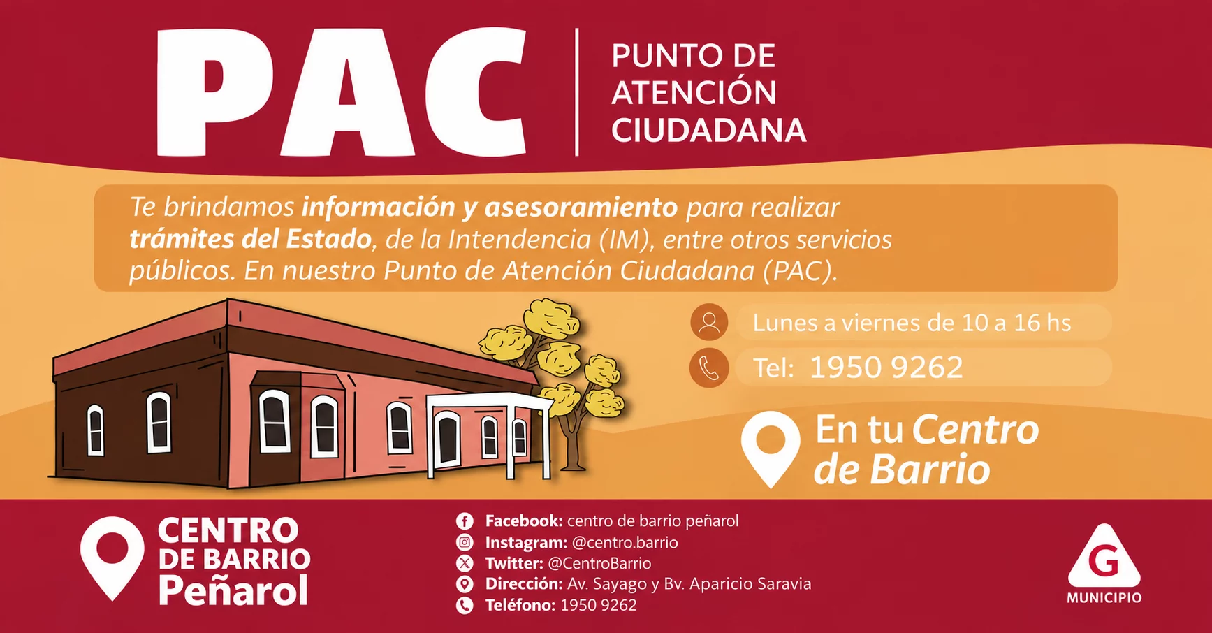 Punto de Atención Ciudadana en el Centro de Barrio Peñarol 2026