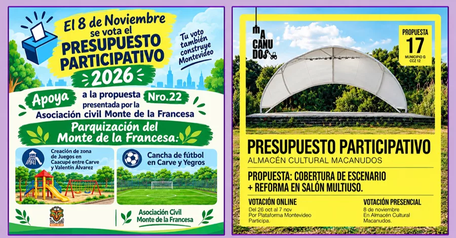 Propuestas de la Asociación Civil Monte de la Francesa y del Almacén Cultural Macanudos para el presupuesto participativo 2026