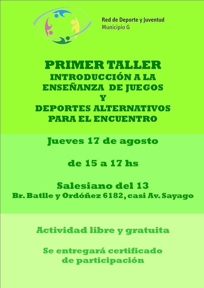 afiche de talle en el centro juvenil salesiano